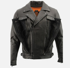 Milwaukee Leather Men's Black Dual Utility Pocket Vented Leather Jackets MLM1520 picture