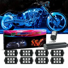 8 Pods Million Multi-Color RGB Motorcycle Underglow Neon LED Accent Lights Kit picture