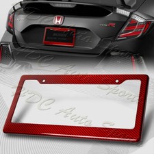 1 X Type-2 Real Red Carbon Fiber License Plate Holder Cover Frame Front & Rear picture