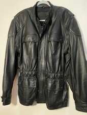 FIRST GEAR Hein Gericke Size XL Baron Black Leather Motorcycle Jacket Armor picture