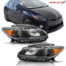 Headlight Assembly Set Pair Left Right For Toyota Prius 2012-2015 Halogen Black picture