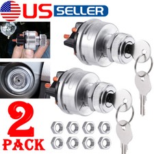 2-PACK Universal Ignition Switch With Key 4 Position 12V For Car Truck Tractor picture