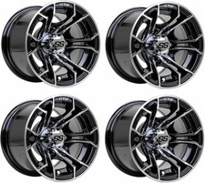 GTW Spyder 10 inch Machined/Black Aluminum Golf Cart Wheel | 3:4 Offset | Set 4 picture