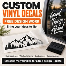 Custom Vinyl Decals & Lettering for Boats Cars Trucks Business FREE DESIGN HELP picture
