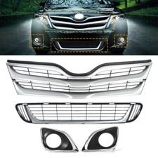 5PC Set For 2013-2016 TOYOTA VENZA Front Bumper Upper Lower Grille W/ Fog Bezels picture