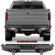 For 2009-2014 Ford F150 Steel Rear Bumper With Sensor Holes D-rings LED Lights picture