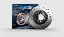 SHW Left Front X-Drilled Lightweight Rotor (34117991101) Fits 18-21 BMW M5 4.4L picture