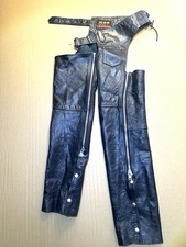 Women’s Hot Leather XXL Motorcycle Chaps. Black. Adjustable Belt. Zippers &Snaps picture