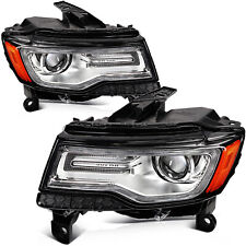 Headlights For 2014-2016 Jeep Grand Cherokee HID Xenon Projector w/LED DRL L+R picture