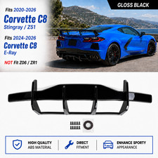 Gloss Black Rear Bumper Diffuser For 20-26 Chevrolet Corvette C8 Stingray & Z51 picture