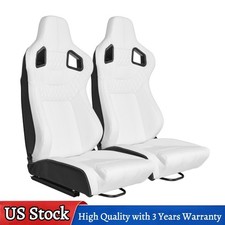 For Jaugar Pair Racing Seats Reclinable w/ Adjustable Slider PVC Leather White picture