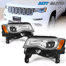 Fit For 2017-2021 Jeep Grand Cherokee HID Headlights Pair Chrome W/ Ballasts picture