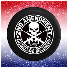 Funny Spare Tire Cover 2nd Amendment Skull Rifles Fits Jeep Camper RV picture