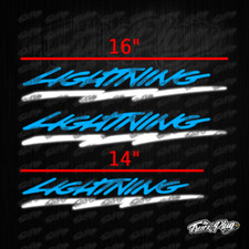 Ford Lightning BedSide/Tail Decals Baby blue / Reflective white picture