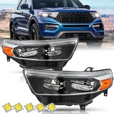 For 20-24 Ford Explorer Full LED Factory W/LED DRL Chrome Headlights Pair picture