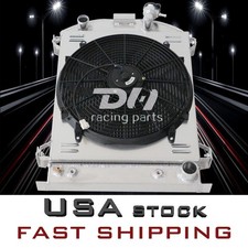 Aluminum 3 Rows Radiator+Shroud Fan For 1932 Ford High-Boy with Hot Rod Chevy V8 picture