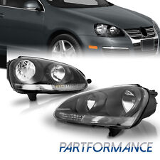 For 2006-2010 Volkswagen Jetta Black Halogen Headlights Headlamp Left&Right Side picture