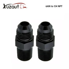 2X 1/4 NPT to 6AN Adapter Straight Pipe Thread to 6 AN Flare Fitting Black picture