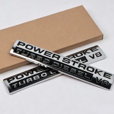 Set of 2 FOR POWER STROKE Turbo DIESEL V8 DOOR Fender Emblem Replacement  Decal picture