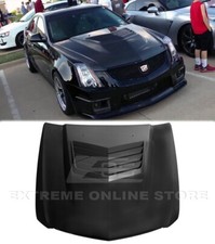 Middle Vented Front Fiberglass Hood 09-15 Cadillac CTS-V Extractor PRIMED BLACK picture
