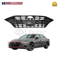 Fits 2020-2022 Hyundai Sonata Front Grille W/O Sensor Hole Gloss Black HY1200230 picture