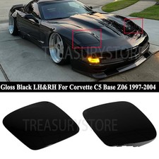 For Corvette C5 1997-2004 Gloss Black Front Headlight Cover Beezl Left Right Set picture