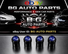 Subaru Blue Black Aluminum Tire Valve Stem Caps Air Caps Set of 4 WRX STI BRZ picture