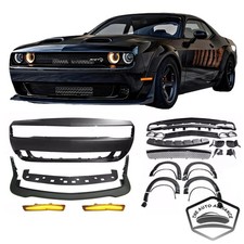 Full Front Bumper Cover + Lip + Fender Flares Kit For 2015-2023 Dodge Challenger picture