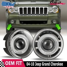 For 2004-2010 Jeep Grand Cherokee Halo Projector Fog Lights Clear Bumper Driving picture