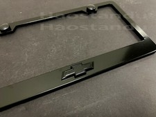 1x (Black) Bowtie LOGO 3D Emblem BLACK Stainless License Plate Frame Tag Holder picture