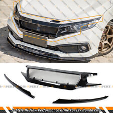 JS STYLE HI FLOW GLOSS BLK MESH FRONT GRILLE FOR 19-2021 HONDA CIVIC COUPE SEDAN picture