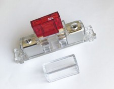 In-Line Car Audio NICKEL MAXI Blade Fuse Holder 8GA-4GA. 12V/24V/36V + 1pc. Fuse picture