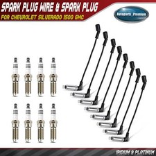 8x Iridium & Platinum Spark Plugs & 8x Wires for Chevrolet	Silverado 1500 GMC picture
