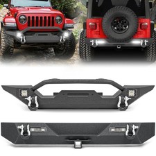 Front/Rear Bumper For 87-06 Jeep Wrangler TJ YJ W/D-Rings LED Lights Winch Plate picture