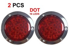 DOT 2PCS 16 LED 4 Inch Round STOP-TURN with plug Tail Lights RED Truck Trailer picture
