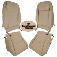 For 08-13 Toyota Highlander Driver Passenger Tan Leather Seat Covers 4-Piece picture