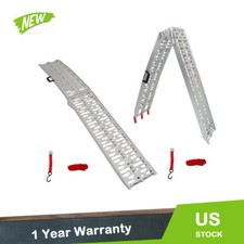 2pcs*7.5 ft Aluminum Arched Motorcycle Truck Lawn Folding Loading Ramps ATV/UTV picture
