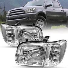 For 2005-2006 Toyota Tundra 05-07 Sequoia Chrome Headlights Assembly Lamps Pair picture