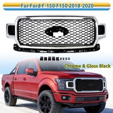 For 2018-2020 Ford F-150 F150 Chrome & Gloss Black Mesh Front Upper Grille Grill picture