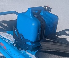Everett Tunnel Mounted Gas Can Rack with Blue Can for Polaris and Arctic Cat picture
