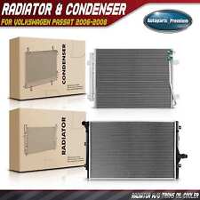 2Pcs Aluminum Radiator & AC Condenser Cooling Kit for Volkswagen Passat 06-08 picture
