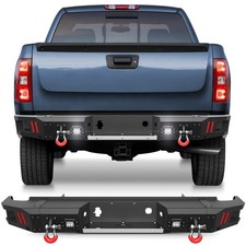 Steel Rear Bumper For 2007-2013 Chevy Silverado 1500 w/LED Lights & Sensor Holes picture