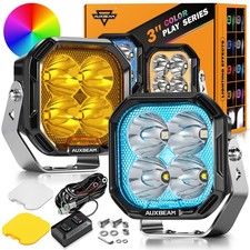 AUXBEAM 3 Inch 116W RGB LED Pod Lights Spot Beam Off Road Lights With 8 Backlit picture