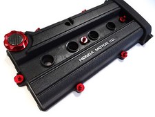 VMS RED ENGINE DRESS UP KIT B20 BILLET VALVE COVER WASHER SEALS NUTS OIL CAP picture