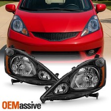 For 2009 2010 2011 Honda Fit [Halogen Type] Black Headlights Pair Left + Right picture