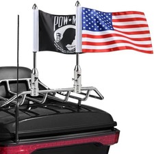 2 Pack Motorcycle Flag Pole 6.7 inches x 10.2 inches, US Flag+Pow-mia  picture