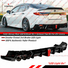 For 25-27 Toyota Camry Yofer Gloss Black Rear Bumper LED Diffuser + Exhaust Tips picture