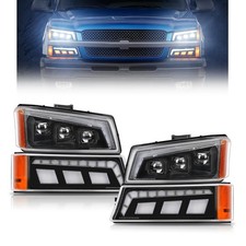 SUPAREE LED Headlights 03-06 for Silverado Avalanche DRL Turn Signal Side Marke picture