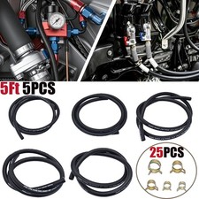 5PCS 5Ft Rubber NBR Fuel Line Hose Kit W/ 25 Clamps Black For Acura Accessories picture