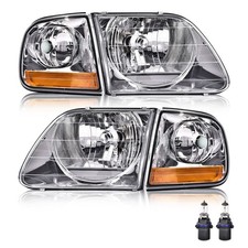 For 1997-2002 2003 Ford F-150 Expedition Clear Chrome Headlights & Corner Lights picture
